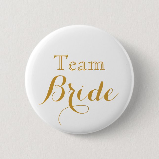Badge Rond 5 Cm Équipe de Mariage d'or blanc (Devant)