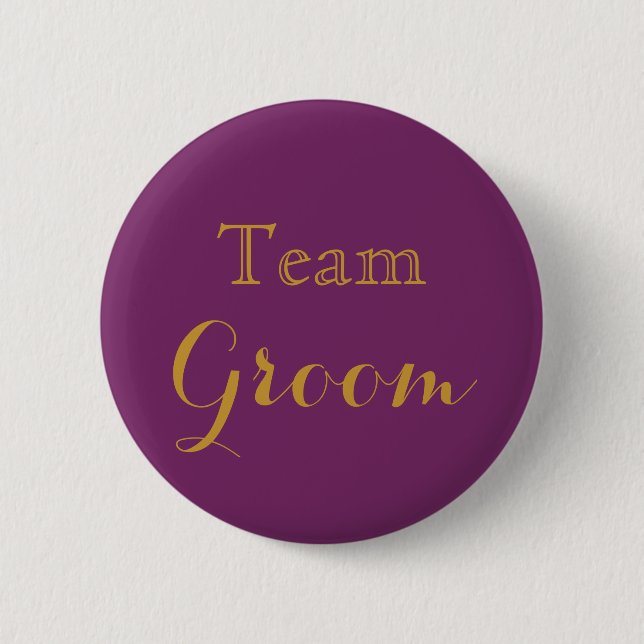 Badge Rond 5 Cm Équipe de Mariage d'or violet (Devant)