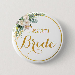 Badge Rond 5 Cm Équipe de mariage en or blanc Bouton de mariée