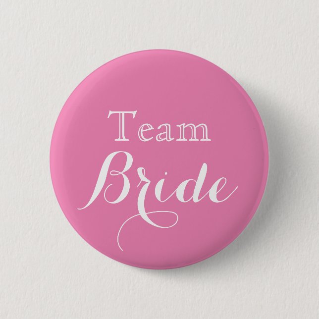 Badge Rond 5 Cm Équipe de Mariage rose blanc (Devant)