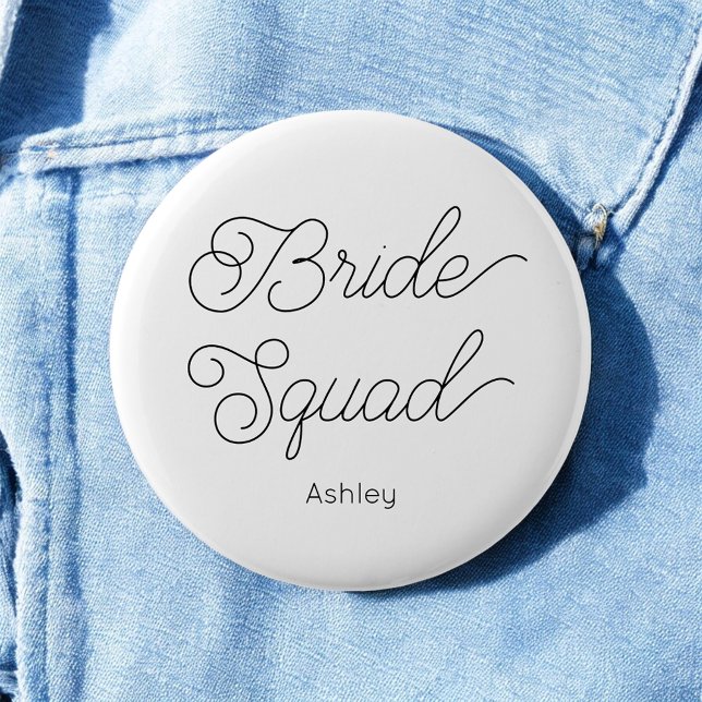 Badge Rond 5 Cm Équipe de mariée bouton de mariage noir blanc (Créateur téléchargé)