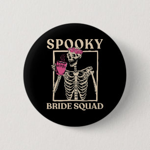 Badge Rond 5 Cm Équipe de mariée effrayante squelette Halloween En