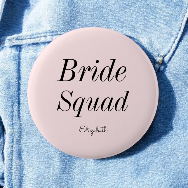Badge Rond 5 Cm Équipe de mariée rose blush noir bouton de mariage (Créateur téléchargé)
