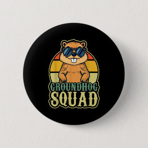 Badge Rond 5 Cm Équipe de marmotte Jour de la marmotte rétro vinta