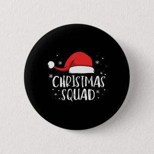 Badge Rond 5 Cm Équipe de Noël Chapeau de Père Noël Rouge Clair Fa