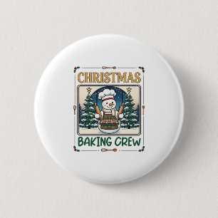 Badge Rond 5 Cm Équipe de pâtisserie de Noël Bonhomme de neige Che