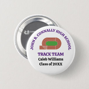 Badge Rond 5 Cm Équipe de piste de l'école secondaire Purple Perso