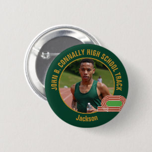 Badge Rond 5 Cm Équipe de piste Green Gold Photo Équipe de course