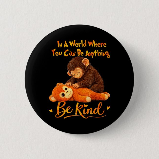 Badge Rond 5 Cm Équipe de punch de bébé singe mignon sois gentil (Devant)