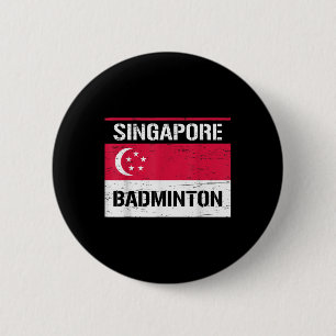 Badge Rond 5 Cm Équipe de Singapour de Badminton Badminton