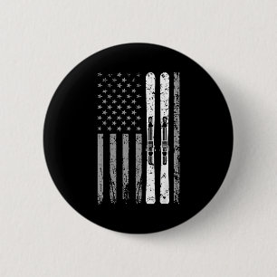 Badge Rond 5 Cm Équipe de ski alpin 4 juillet drapeau américain de