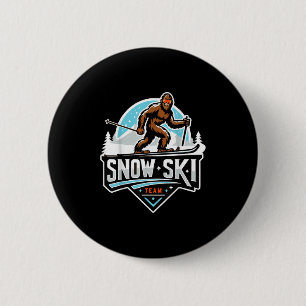 Badge Rond 5 Cm Équipe de ski sur neige Sasquatch Ski sur neige Bi