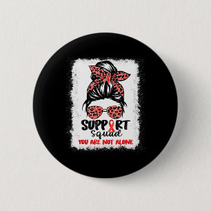 Badge Rond 5 Cm Équipe de soutien Bun Messy Rouge Guerrier Cancer