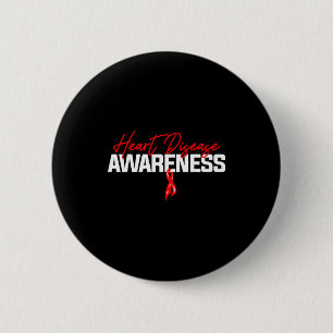 Badge Rond 5 Cm Équipe de soutien cardiaque Ruban rouge Sensibilis