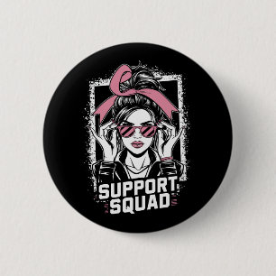 Badge Rond 5 Cm Équipe de soutien Nœud désordonné Guerrière rose C