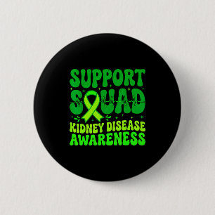 Badge Rond 5 Cm Équipe de soutien ruban vert maladie rénale