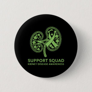 Badge Rond 5 Cm Équipe de soutien Ruban vert Maladie rénale