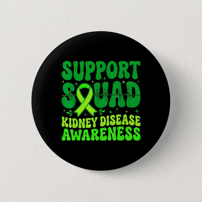 Badge Rond 5 Cm Équipe de soutien Ruban vert Maladie rénale (Devant)