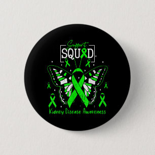 Badge Rond 5 Cm Équipe de soutien Ruban Vert Papillon PKD Rein