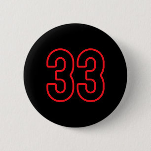 Badge Rond 5 Cm Équipe de sport rouge noir numéro 33 Performance