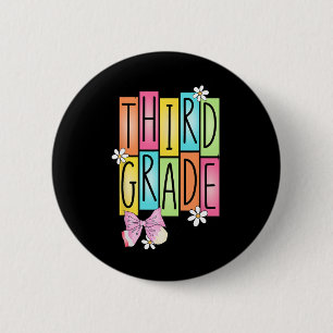 Badge Rond 5 Cm Équipe de troisième année Rétro Coquette Retour à