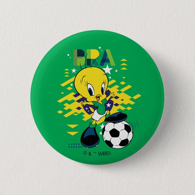 Badge Rond 5 Cm Équipe de TWEETY™ Brésil Graphisme de football (Devant)