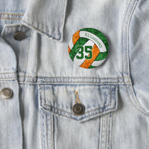 Badge Rond 5 Cm équipe de volley-ball orange vert couleurs cadeaux