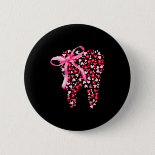 Badge Rond 5 Cm Équipe Dentaire Saint-Valentin Cœur Mignon Dents H