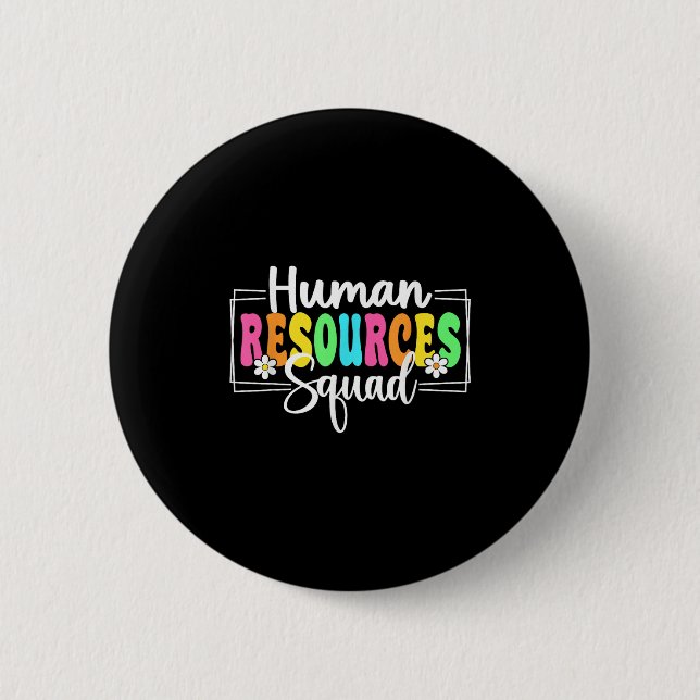 Badge Rond 5 Cm Équipe Des Ressources Humaines De Retour À L'École (Devant)