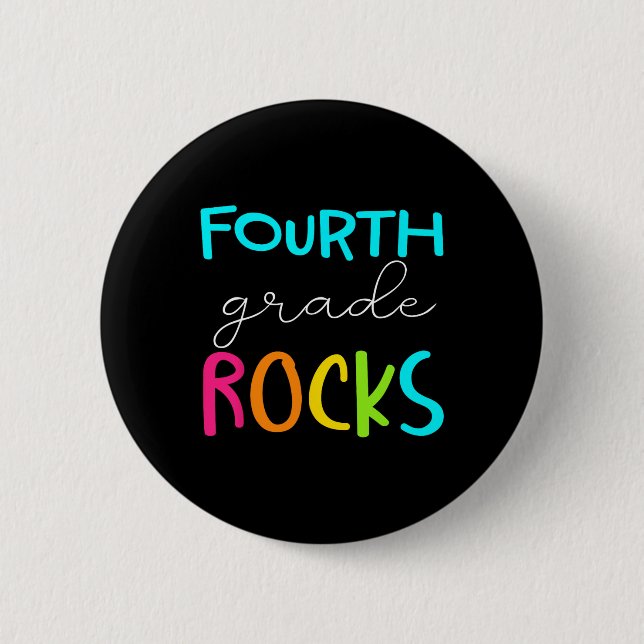Badge Rond 5 Cm Équipe des rochers de 4e année Enseignant (Devant)