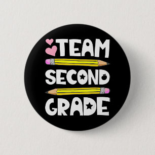 Badge Rond 5 Cm Équipe Deuxième Année Amusement 2E Retour À L'Écol
