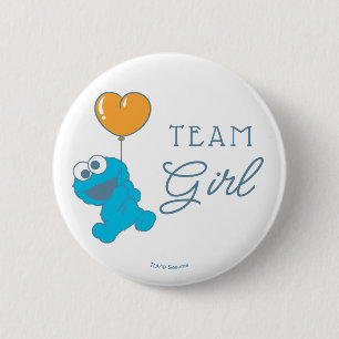 Badge Rond 5 Cm Équipe Fille Baby Shower Cookie Monster