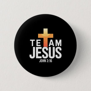 Badge Rond 5 Cm Équipe Jésus Jean 3_16 - Bible religieuse chrétien