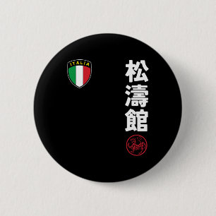 Badge Rond 5 Cm Équipe Karaté Shotokan Italie Drapeau Kanji Mar ja