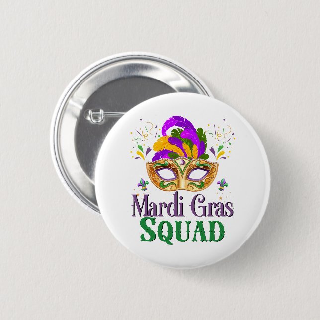 Badge Rond 5 Cm Équipe Mardi Gras (Devant & derrière)