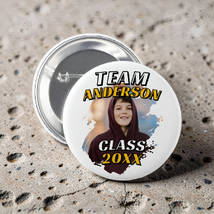 Badge Rond 5 Cm Équipe [Nom de famille] Photo de fin d'études Prom