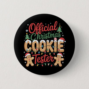 Badge Rond 5 Cm Équipe officielle de testeurs de biscuits de Noël 