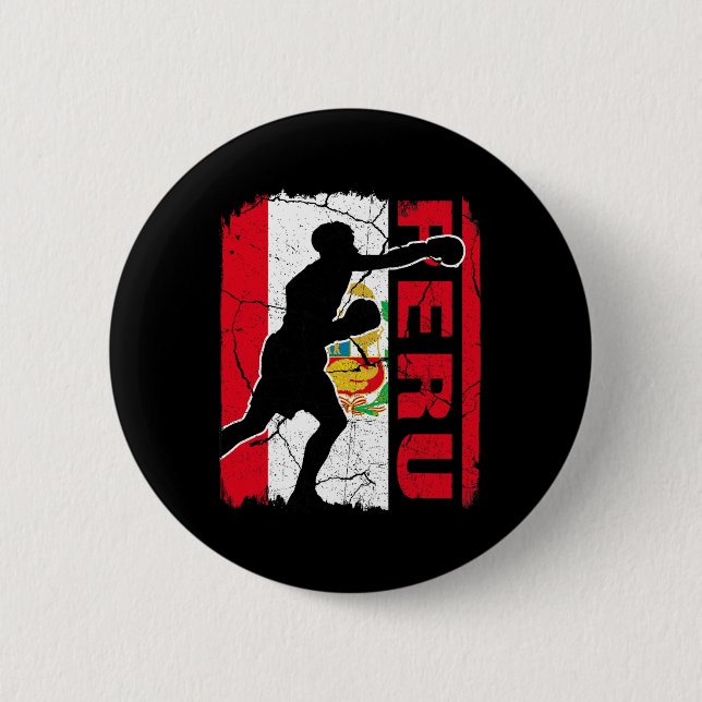 Badge Rond 5 Cm Équipe péruvienne de boxe Pérou Drapeau Gants de b (Devant)