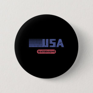 Badge Rond 5 Cm Équipe Rétro Usa Skateboard Américain Vintage