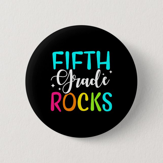 Badge Rond 5 Cm Équipe Rocks de 5e année Enseignant de 5e année (Devant)