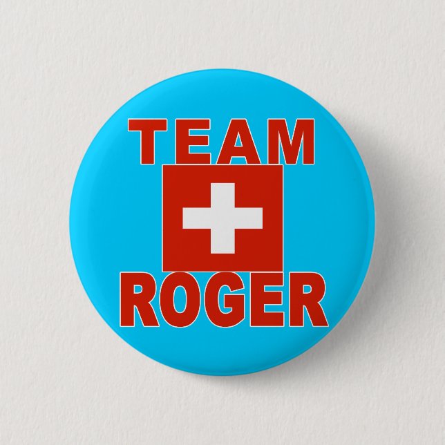 Badge Rond 5 Cm Équipe Roger avec le drapeau suisse (Devant)