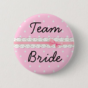 Badge Rond 5 Cm Équipe Rose à Points Bride Enterrement de Vie de J