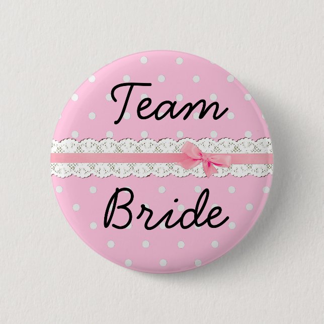 Badge Rond 5 Cm Équipe Rose à Points Bride Enterrement de Vie de J (Devant)