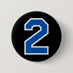 Badge Rond 5 Cm Équipe sportive blanche et bleue numéro 2