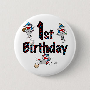 Badge Rond 5 Cm ęr Anniversaire de base-ball de singe de