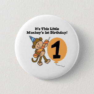 Badge Rond 5 Cm Ęr anniversaire de petit singe
