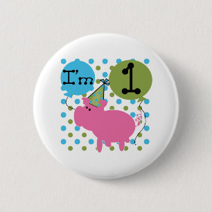 Badge Rond 5 Cm Ęr anniversaire de porc