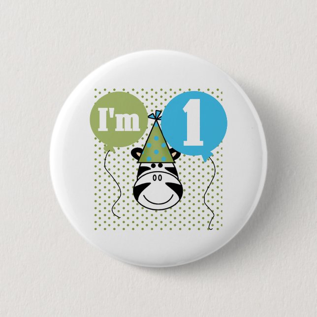 Badge Rond 5 Cm Ęr anniversaire de zèbre (Devant)