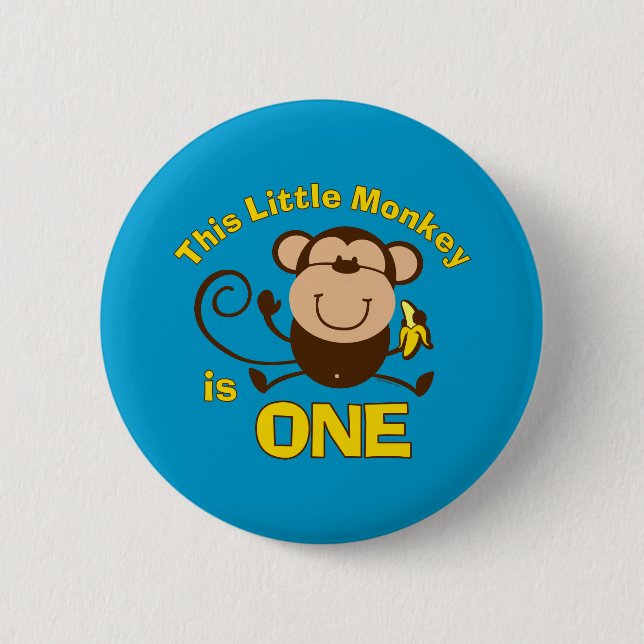 Badge Rond 5 Cm Ęr bouton de garçon d'anniversaire de petit singe (Devant)