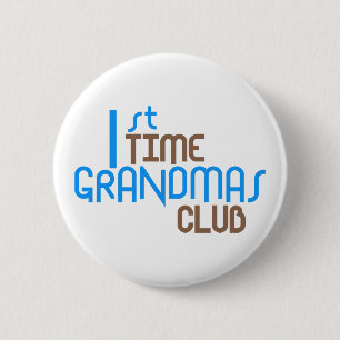 Badge Rond 5 Cm ęr Club de grand-mamans de temps (bleu)